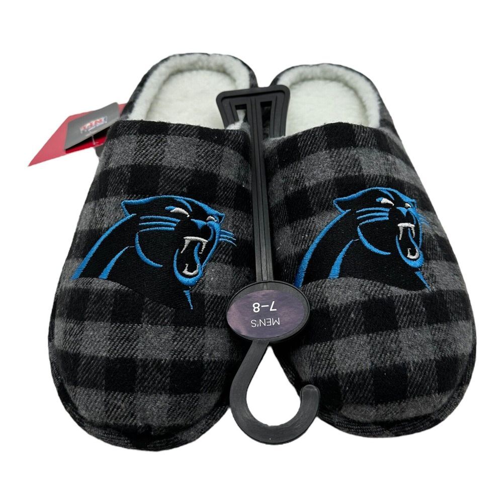 Men's FOCO NFL Carolina Panthers Team Slippers Slip on House Shoes Size 7-8